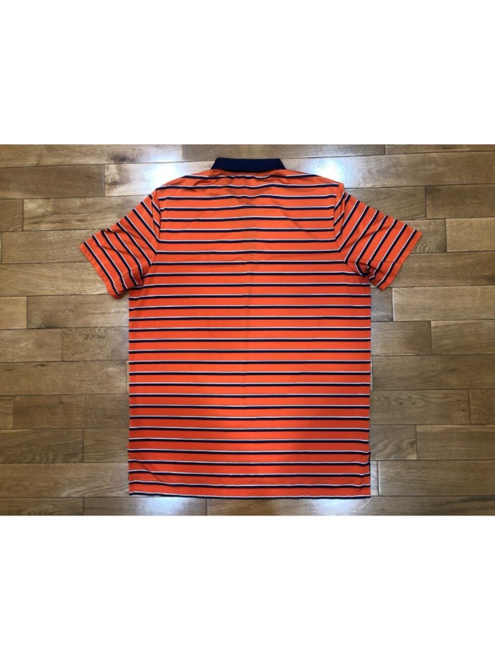 Ralph Lauren RLX Premium Performance Orange & Navy Short Sleeve Golf Shirt Sz L - Picture 8 of 9